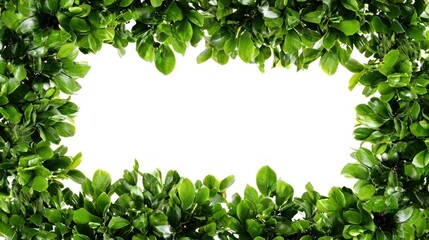 Vibrant Green Leaf Frame Border on White Background