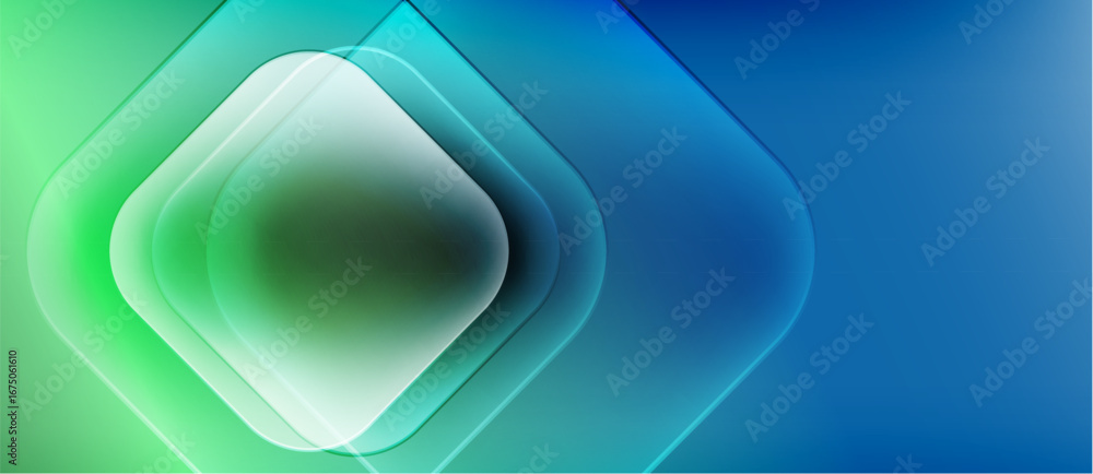 Aufkleber abstract gradient background. overlapping squares create depth, transitioning from green to blue hue