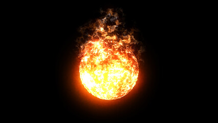 Dynamic image of a blazing fireball with intense flames and vibrant colors