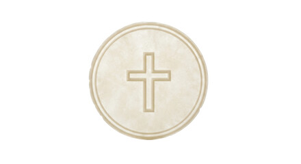 Communion wafer isolated on a white background, symbolizing faith and religion in christianity.