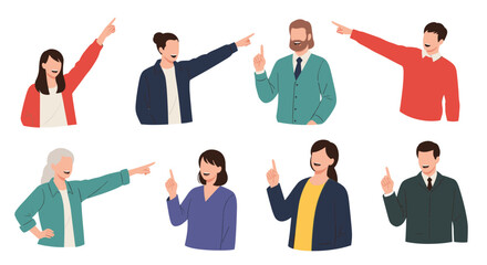 Diverse group of professionals indicating direction and making important points through finger gestures