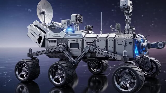 Futuristic Mars Rover on Alien Terrain