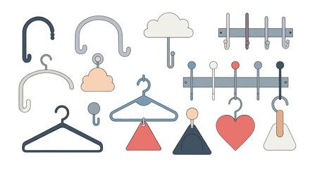 Fototapeta premium Collection of assorted hooks hangers and storage solutions for everyday organization and decor