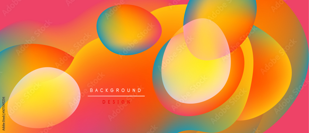 Poster abstract colorful shapes overlap. gradient hues create vibrant visual effect. modern design element 