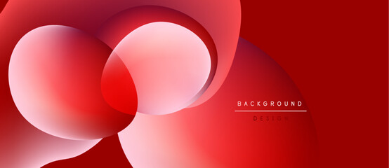 Abstract red design features overlapping circles, gradients. Modern background suitable for presentations, branding. Minimalist aesthetic.