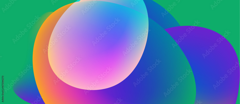 Poster abstract colorful shapes overlap. vivid gradients create smooth transitions, forming dynamic composi
