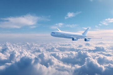 Obraz premium Majestic airplane soaring above the clouds, embodying freedom and adventure for travel ads, evoking wanderlust, and inspiring a sense of limitless possibilities