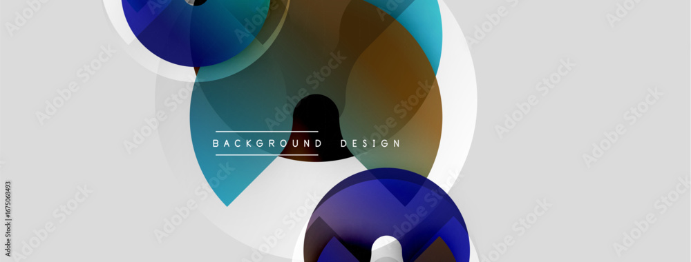 Poster abstract shapes overlap, creating dynamic visual effect. colors blend, forming modern background des