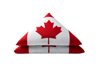 Folded canadian flag with maple leaf isolated on transparent background