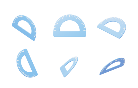 Office stationery Student supplies semi-circular ruler 3D