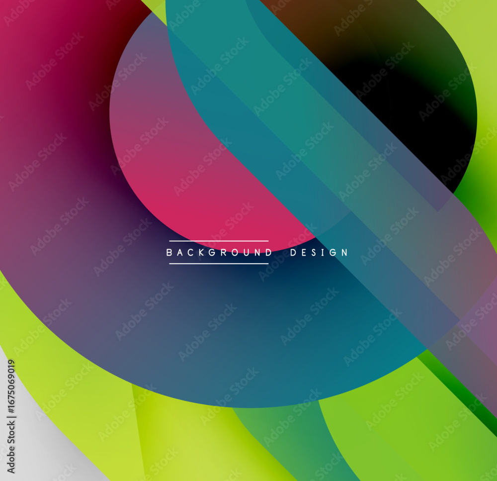 Poster abstract colorful layers create dynamic composition. smooth gradients blend vibrant hues, modern des