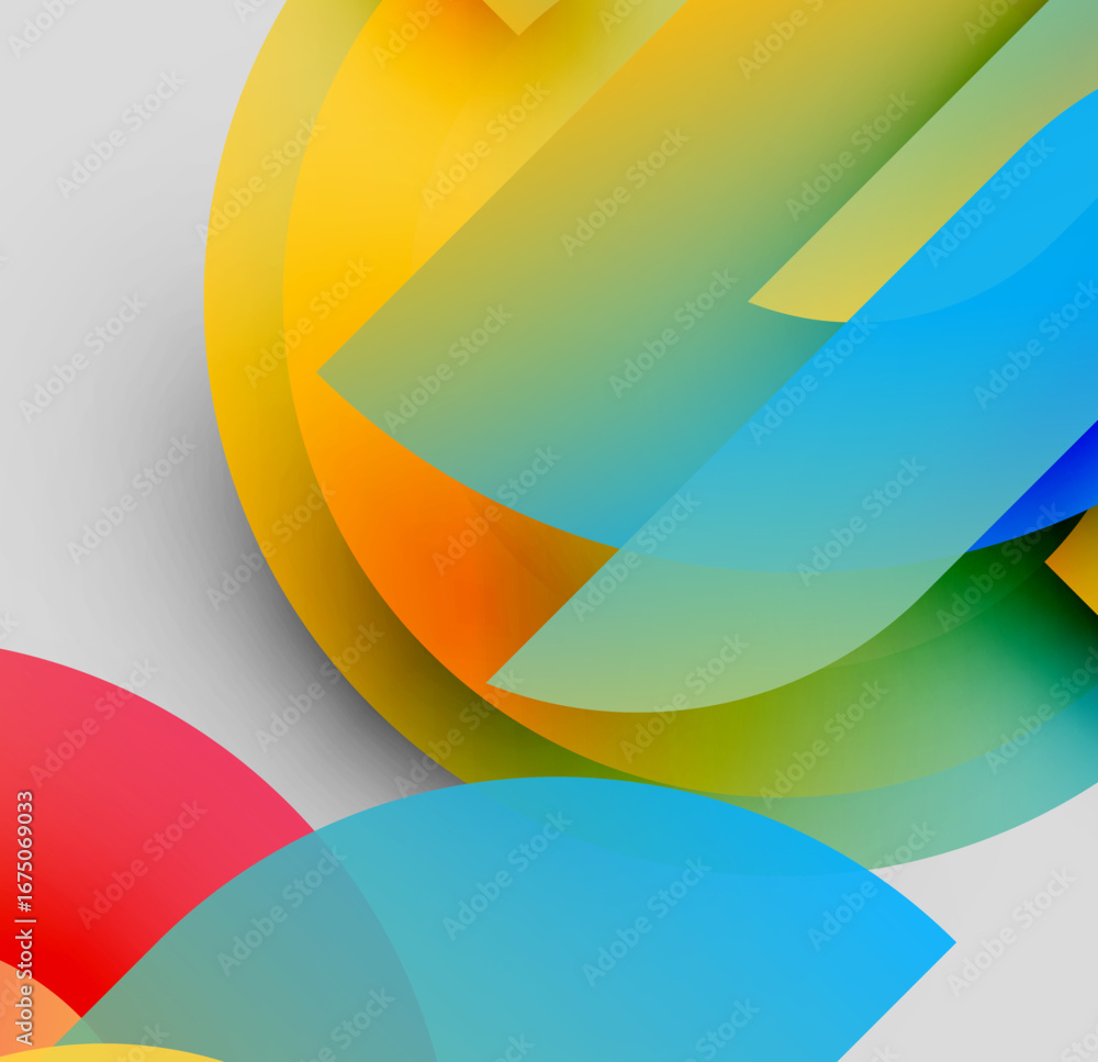 Poster abstract colorful shapes overlap. bright gradients create dynamic visual effect. modern design, smoo