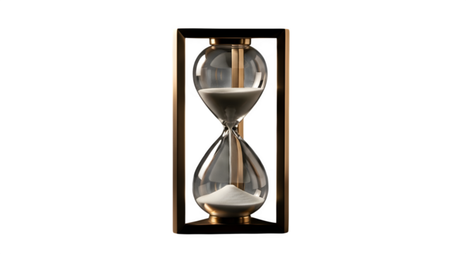 Vintage hourglass isolated on transparent background