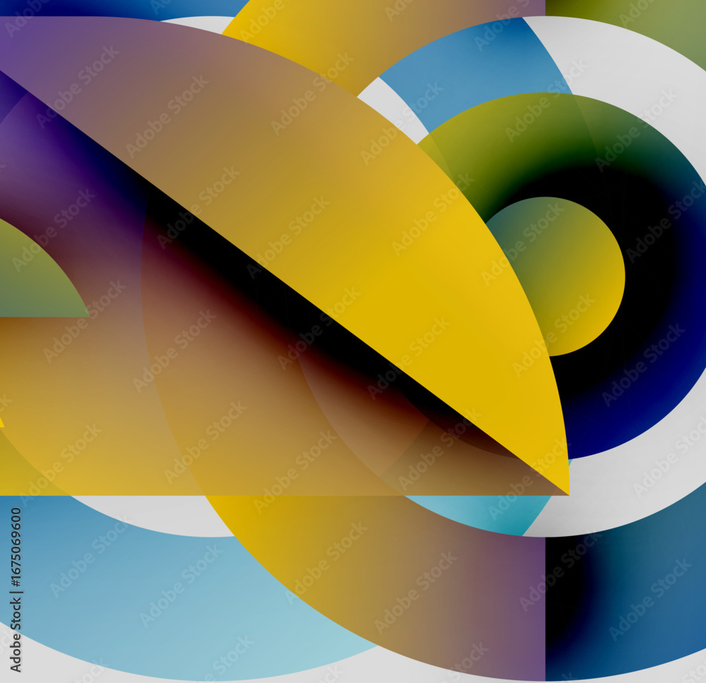 Aufkleber abstract composition. overlapping colorful arcs, circles create dynamic visual experience. gradient 