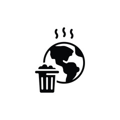 Pollution icon. Simple solid style. Global trash, earth globe, trash, recycle bin, recycling, garbage, planet, environment concept. Silhouette, glyph symbol. Vector isolated design