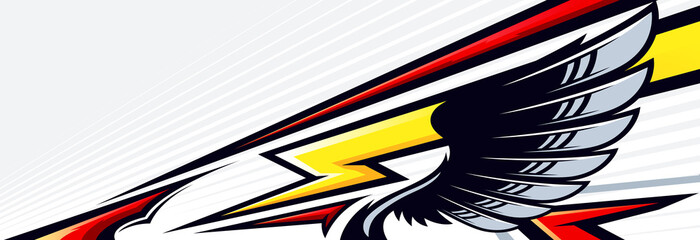 Sporty Racing Background with Winged Eagle and Speed Stripes