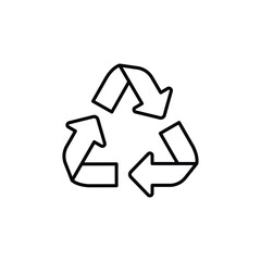 Recycling icon. Simple outline style. Recycle arrow, waste recycling innovation, reuse, reusable, ecofriendly environment concept. Thin line symbol. Vector isolated design