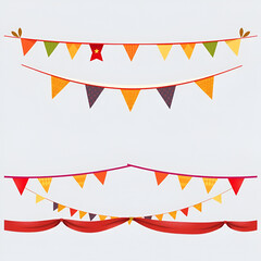 Obraz premium Colorful Retro Banner Flags Isolated On Transparent Background