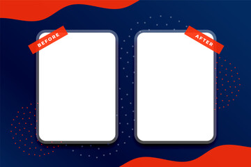 before and after transparent frame template with copy space