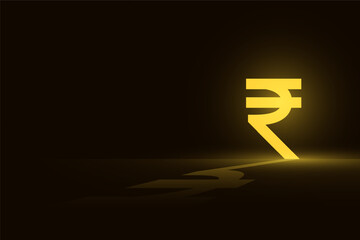 golden and shiny indian rupee symbol background with shadow effect