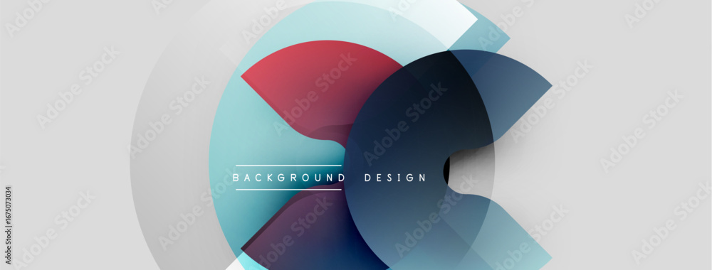 Poster abstract geometric design. overlapping circles create dynamic visual effect. blue, red, gray hues do