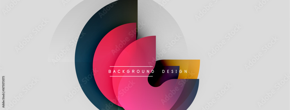 Poster abstract geometric shapes overlap, creating vibrant color gradients. modern design elements suggest 