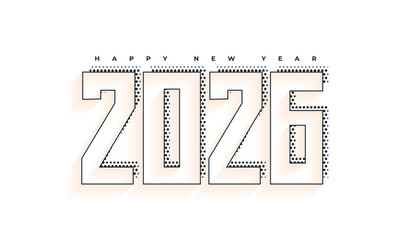 line style 2026 new year typography with dotted effect