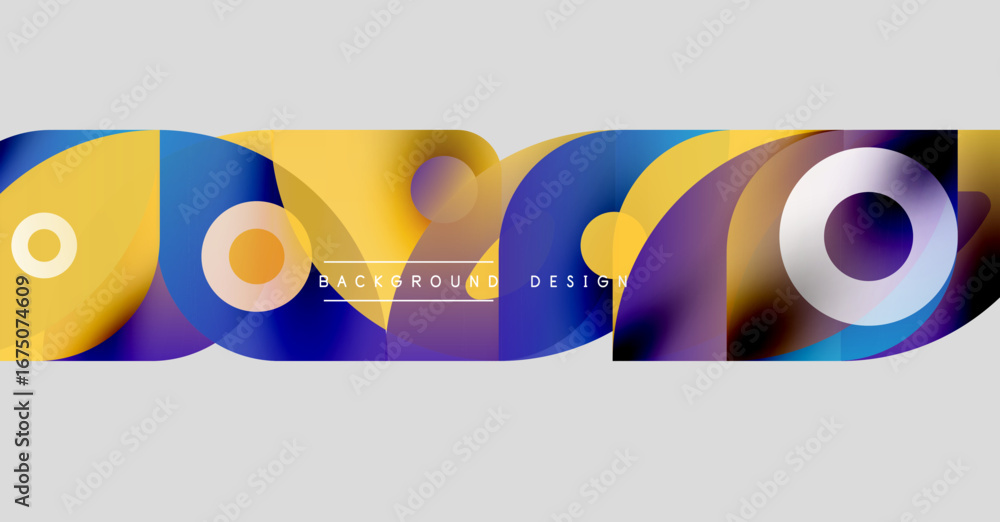 Poster abstract colorful layers create dynamic visual effect. overlapping shapes suggest movement, depth, m