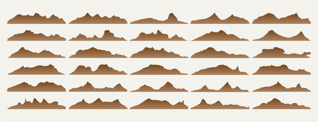 high hill mountain rock banner in set