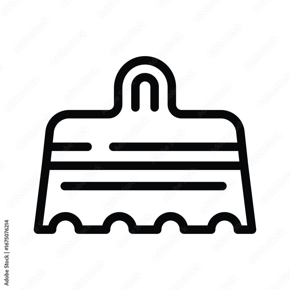 Aufkleber a simple black line drawing of a purse with a handle two horizontal stripes and a scalloped bottom. 