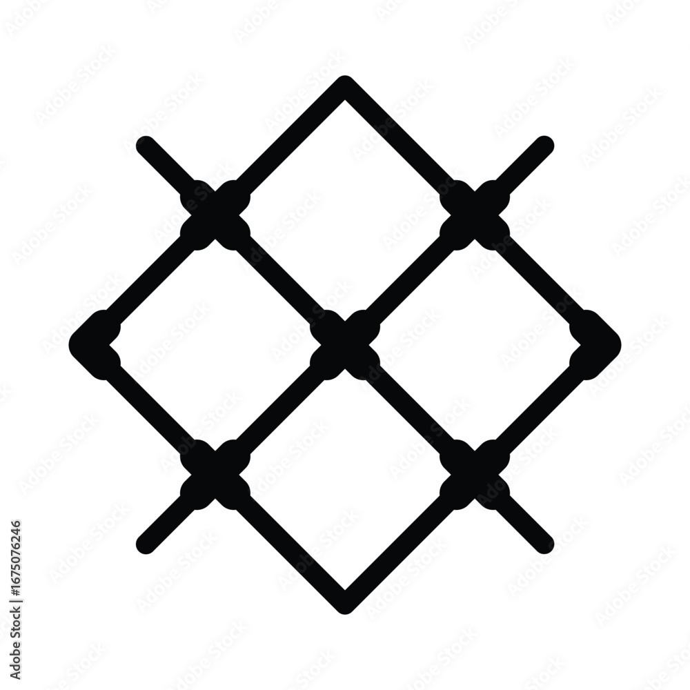 Aufkleber a symmetrical pattern of interconnected squares with circular joints creating a netlike design. edit
