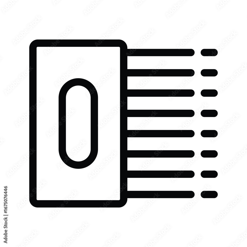 Aufkleber black white icon with a vertically oriented rectangle containing a centered oval parallel lines tran