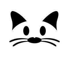 Fototapeta premium Simple black and white vector image of cartoon cat face illustration