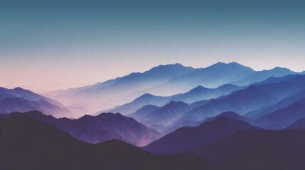 Fototapeta premium The mountains are covered in a blue mist, creating a serene