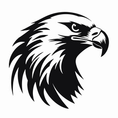 Obraz premium Majestic eagle head with sharp gaze, artistic black illustration silhouette