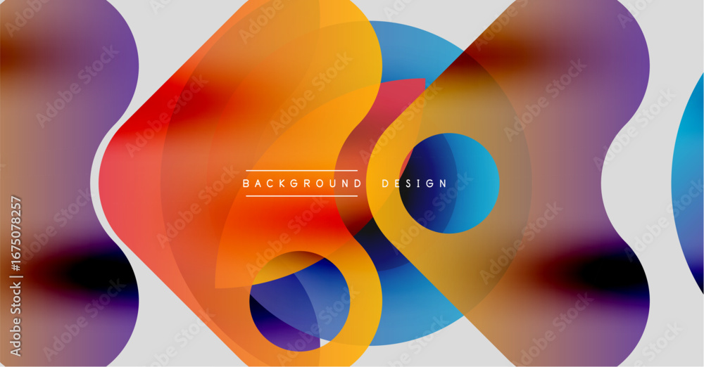 Poster abstract fluid shapes overlap, creating vibrant color gradients. modern design features text backgro