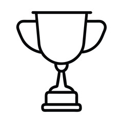 A black line drawing of a trophy with a wide bowl handles slender pedestal and a twotiered base. Editable stroke icon. Vector illustration