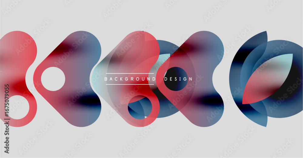 Poster abstract fluid shapes, vibrant colors, modern design. background features overlapping elements, crea