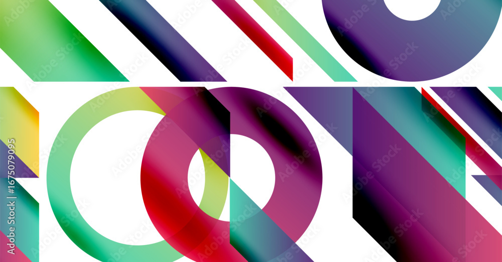 Aufkleber abstract composition. gradient shapes overlap, creating dynamic visual effect. bright colors dominat