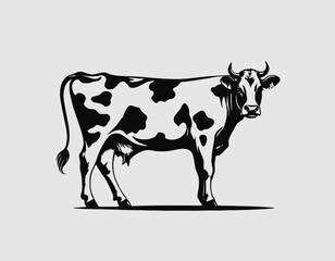 Cow Silhouette digital Art, Intricate Powerful and Ready for Print or Web, Sharp Details. Strong Identity. Timeless Design, Symbolize Strength, Courage, Logo 