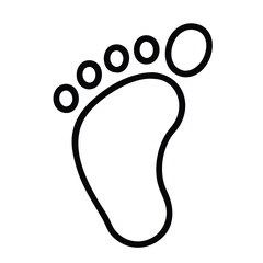 Footprint outline showing five toes and the foots general shape. Editable stroke icon. Vector illustration