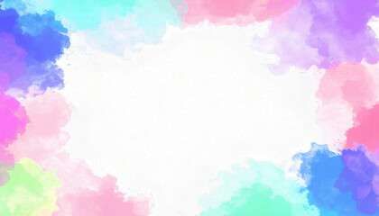 Pastel Watercolor Frame Soft Hues and Blank Space for Text or Design