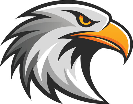 Dynamic eagle head logo design symbolizing strength, freedom, and power for sports teams or brands