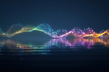 Abstract digital waves reflecting on water