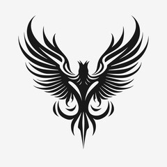 Obraz premium Elegant phoenix rising with ornamental feathering details, a striking mythical bird silhouette