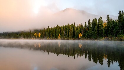 Reflective lake scenery