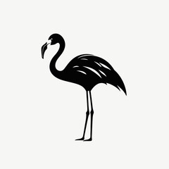 Obraz premium Elegant flamingo design standing gracefully with minimalist stark black and white silhouette