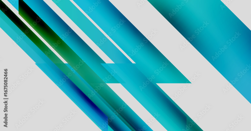 Poster abstract composition. diagonal lines intersect, creating vibrant blue, green gradients. minimalist d