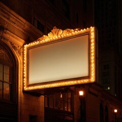 Illuminated marquee at night