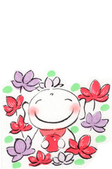 ハスの花に囲まれたお地蔵さん